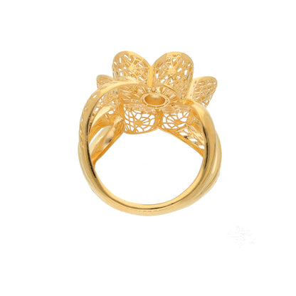 Gold Fancy Flower Shaped Ring 21KT - FKJRN21KM9702