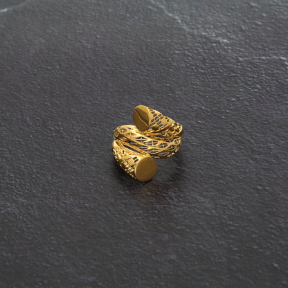 Gold Cutwork Fancy Shaped Ring 21KT - FKJRN21KM9704