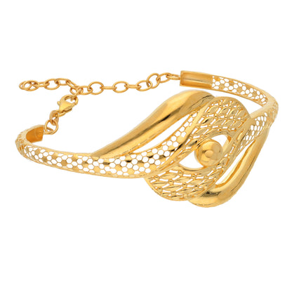 Gold Hollow Stripe & Radiant Design Bangle 21KT - FKJBNG21KM9705