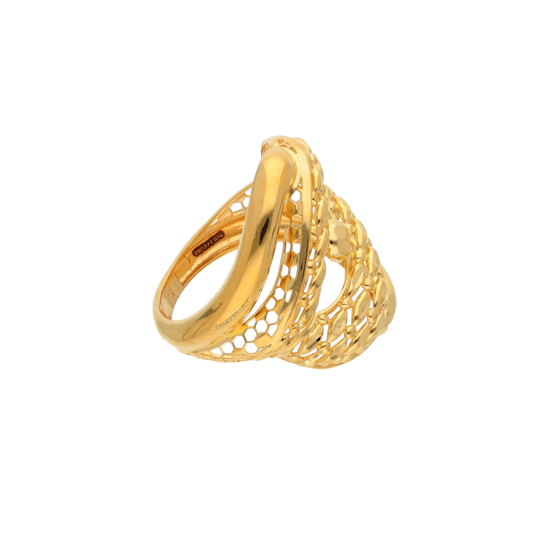 Gold Hollow Stripe & Radiant Design Ring 21KT - FKJRN21KM9706