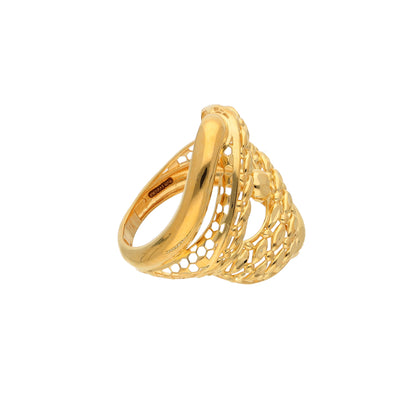 Gold Hollow Stripe & Radiant Design Ring 21KT - FKJRN21KM9706