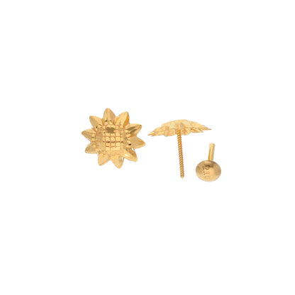 Gold Flower Shaped Earrings 21KT - FKJERN21KM9727