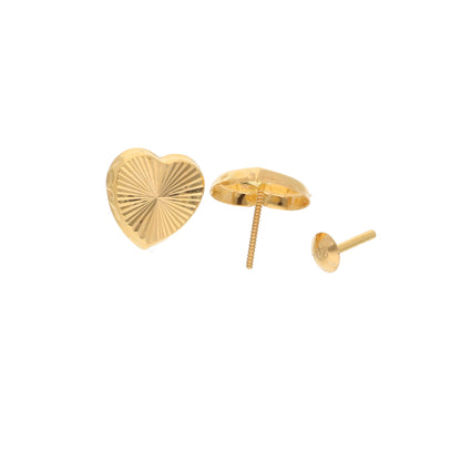 Gold Heart Shaped Earrings 21KT - FKJERN21KM9730