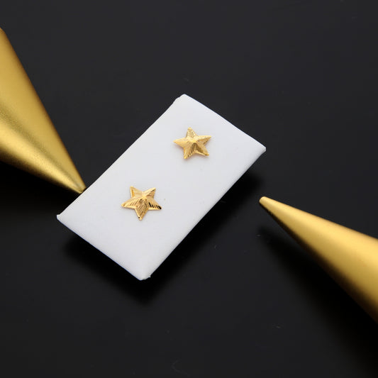 Gold Star Shaped Earrings 21KT - FKJERN21KM9733