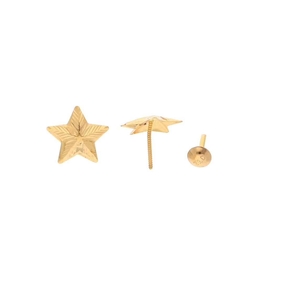 Gold Star Shaped Earrings 21KT - FKJERN21KM9733