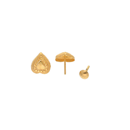 Gold Heart Shaped Earrings 21KT - FKJERN21KM9736