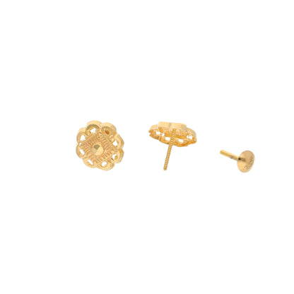 Gold Flower Shaped Earrings 21KT - FKJERN21KM9714