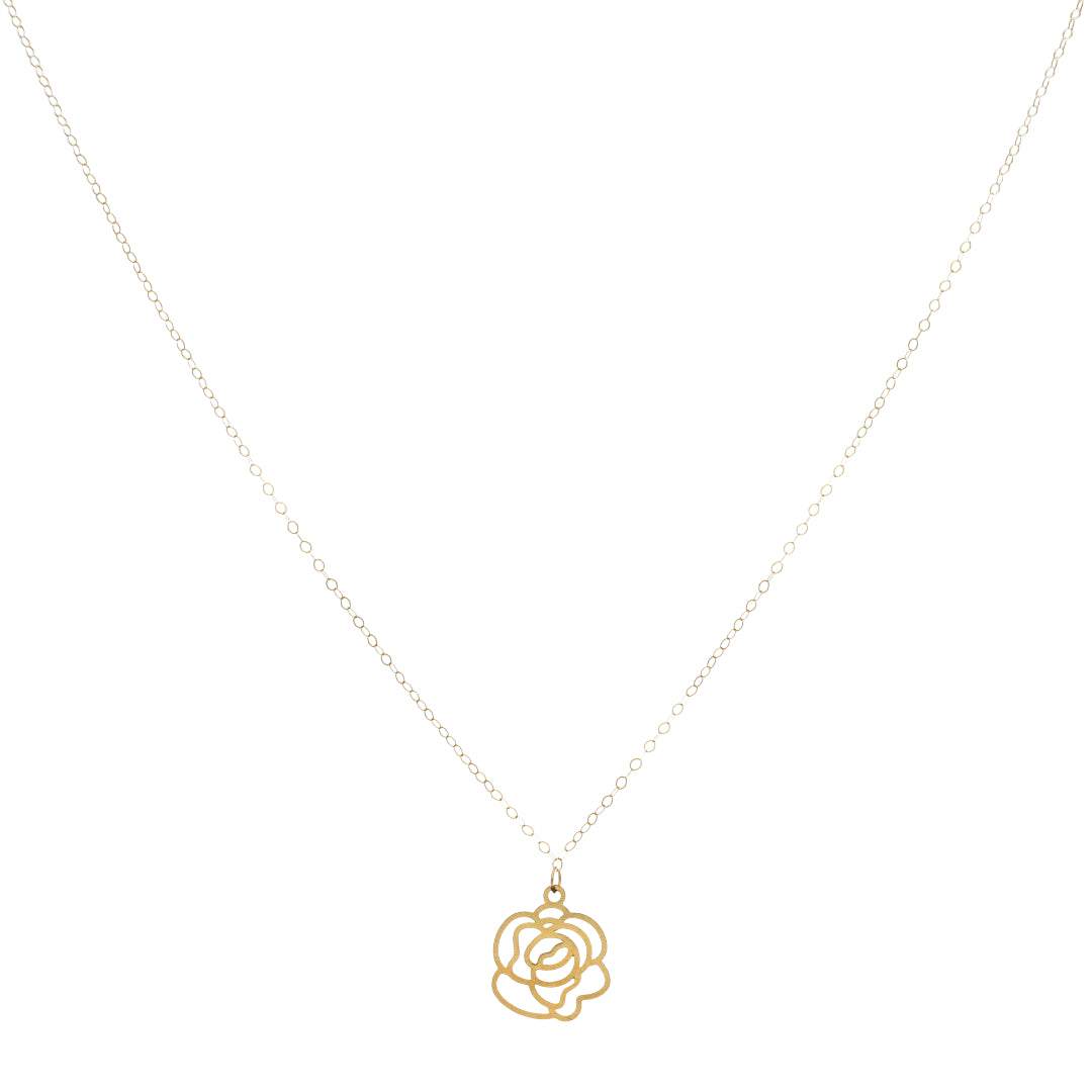 Gold Necklace (Chain With Hollow Rose Shaped Pendant) 21KT - FKJNKL21KM9779