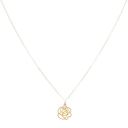 Gold Necklace (Chain With Hollow Rose Shaped Pendant) 21KT - FKJNKL21KM9779