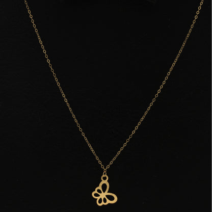 Gold Necklace (Chain With Hollow Butterfly Shaped Pendant) 21KT - FKJNKL21KM9774