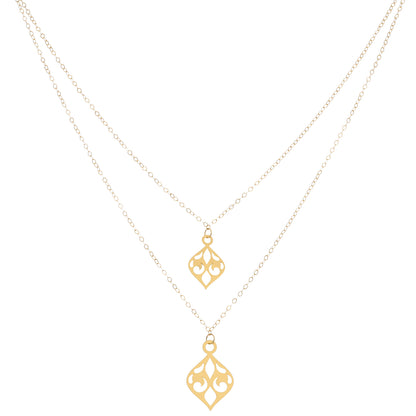 Gold Layered Necklace (Chain With Drop Shaped Pendant) 21KT - FKJNKL21KM9776