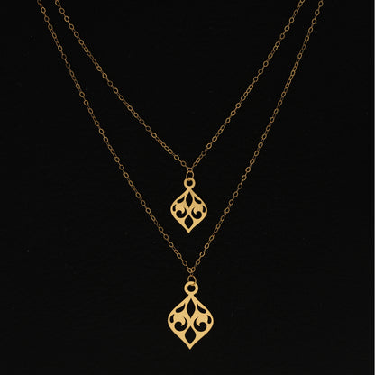 Gold Layered Necklace (Chain With Drop Shaped Pendant) 21KT - FKJNKL21KM9776