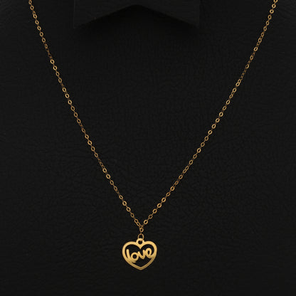 Gold Love in Heart Shaped Necklace 21KT - FKJNKL21KM9787