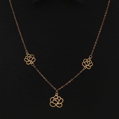 Gold Rose Flower Shaped Necklace 21KT - FKJNKL21KM9790