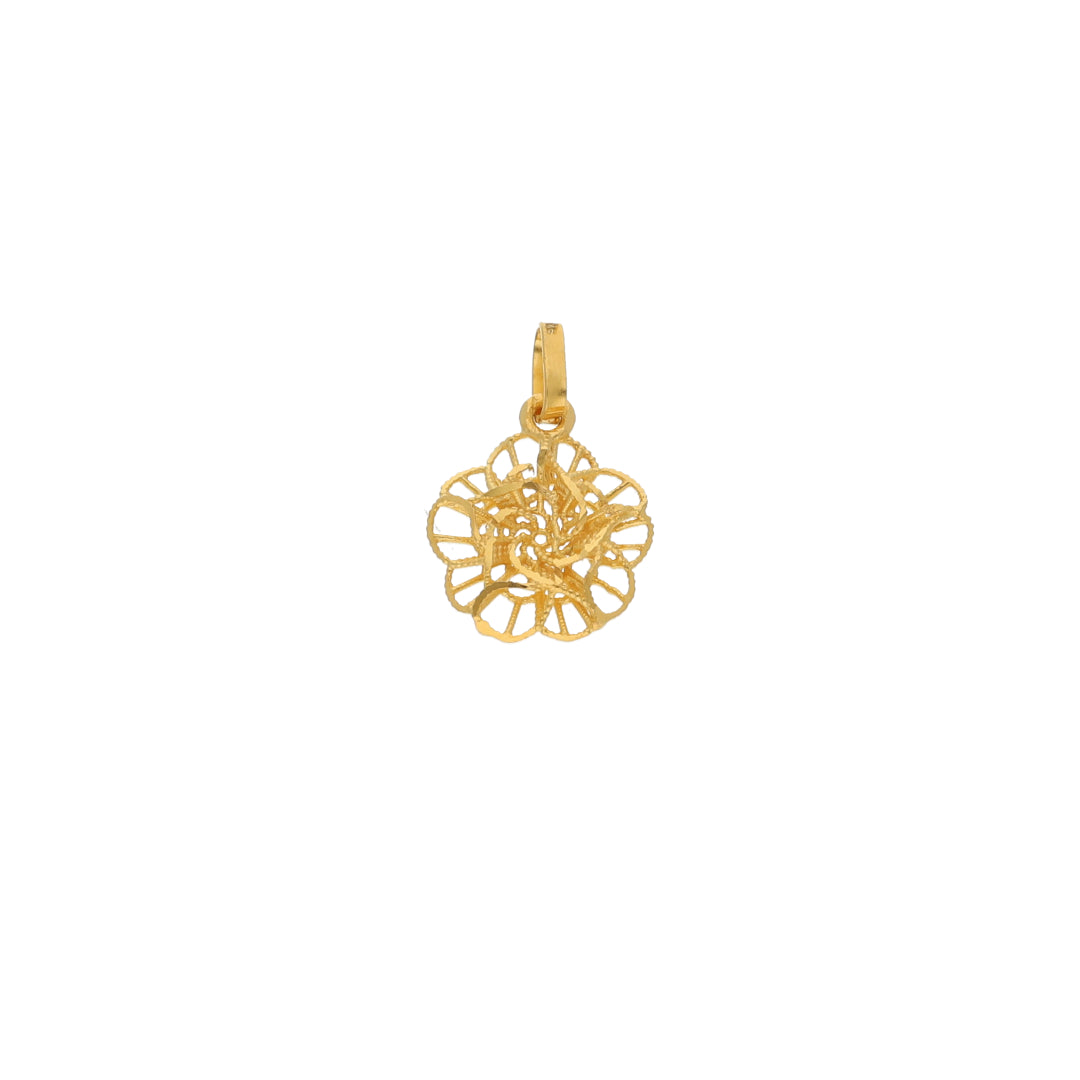 Gold Hollow Flower Shaped Pendant 21KT - FKJPND21KM9809