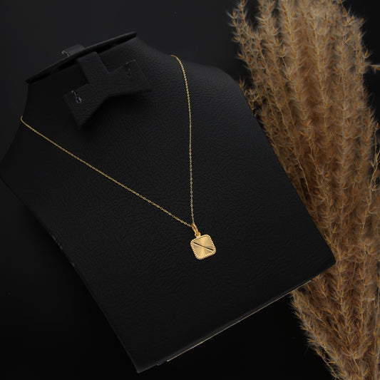 Gold Necklace (Chain With Square Shaped Pendant) 21KT - FKJNKL21KM9814