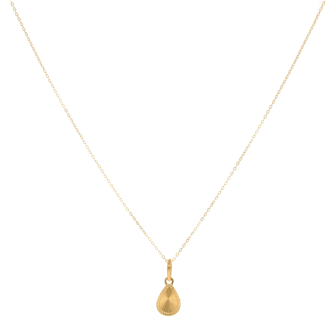 Gold Necklace (Chain With Tear-Drop Shaped Pendant) 21KT - FKJNKL21KM9815