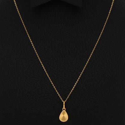 Gold Necklace (Chain With Tear-Drop Shaped Pendant) 21KT - FKJNKL21KM9815