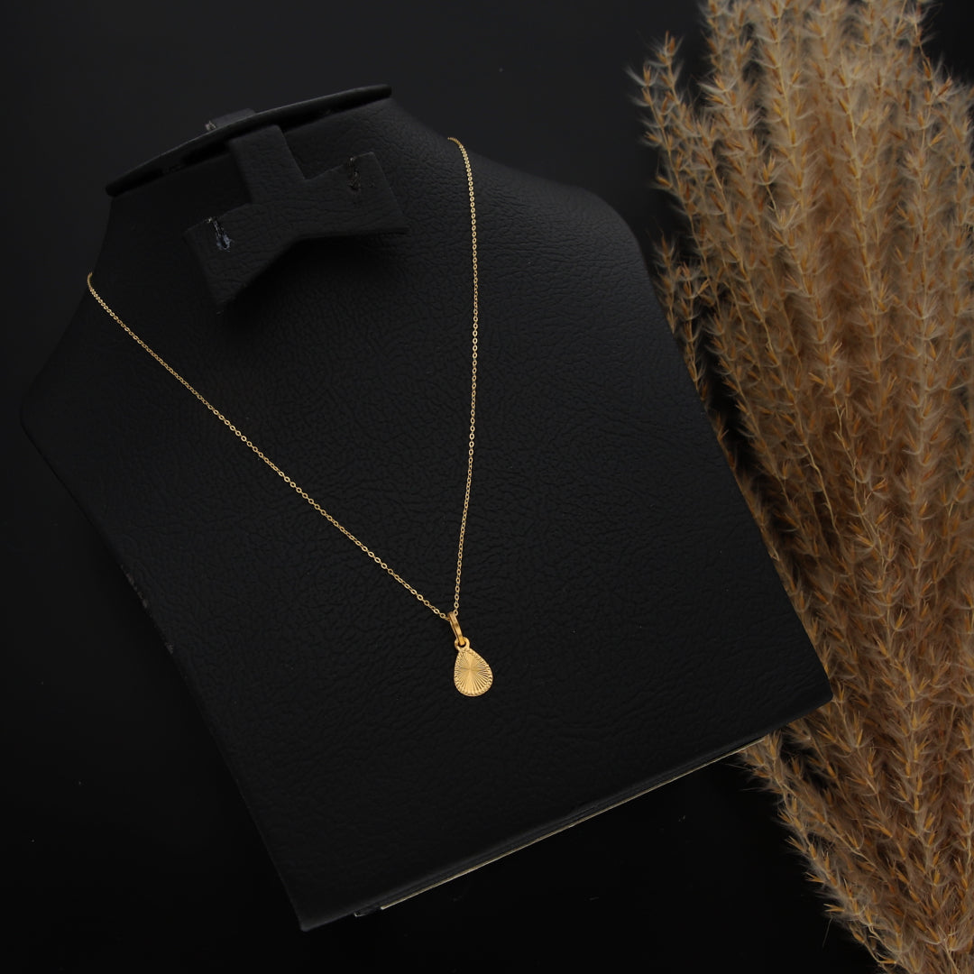 Gold Necklace (Chain With Tear-Drop Shaped Pendant) 21KT - FKJNKL21KM9815