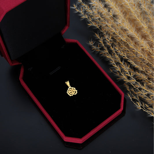Gold Hollow Rose Shaped Pendant 21KT - FKJPND21KM9818