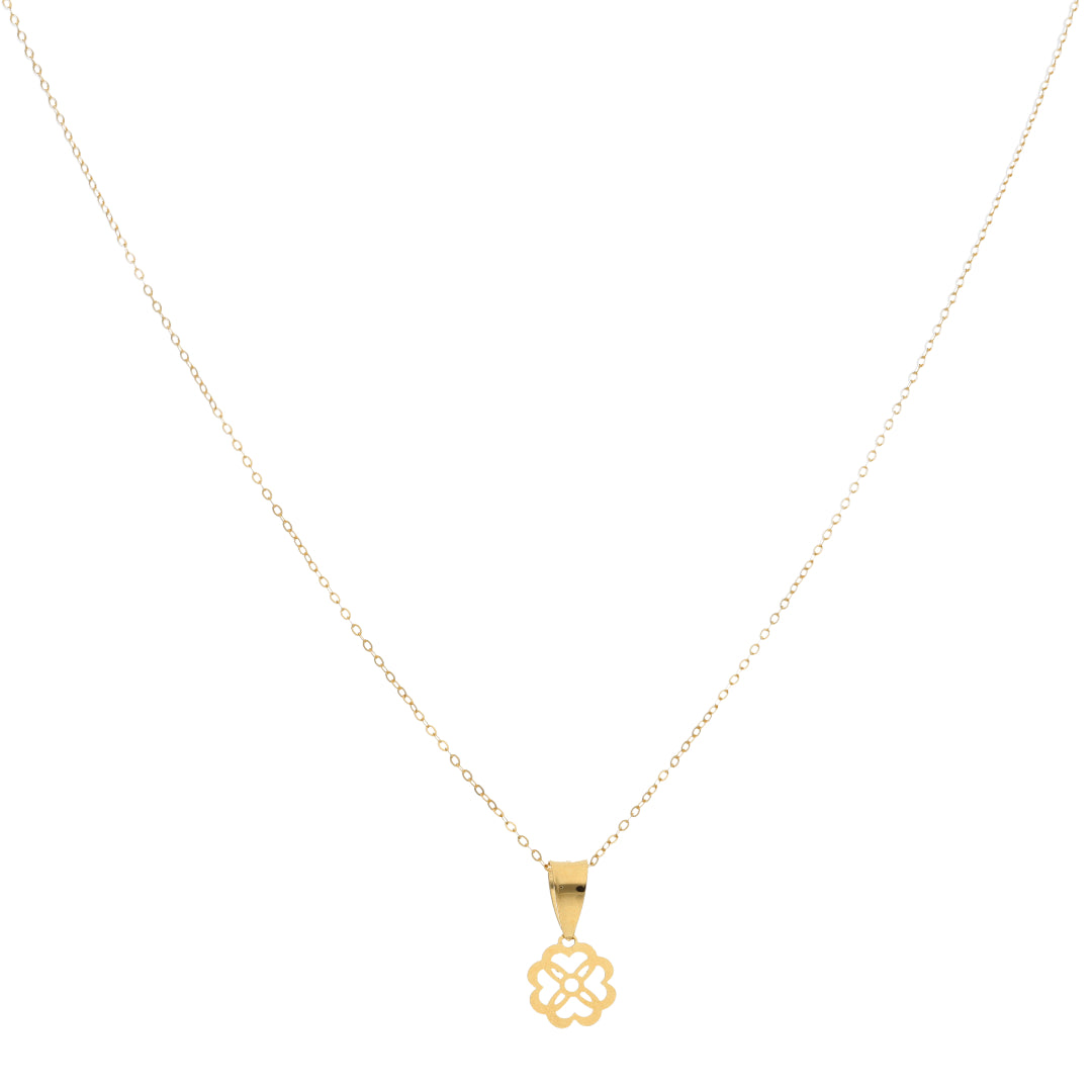 Gold Necklace (Chain With Hollow Clover Leaf Shaped Pendant) 21KT - FKJNKL21KM9819