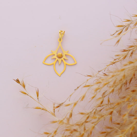 Gold Hollow Flower Shaped Pendant 21KT - FKJPND21KM9823