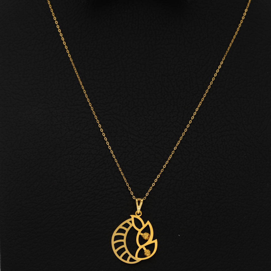 Gold Necklace (Chain With Intricate Design Shaped Pendant) 21KT - FKJNKL21KM9825