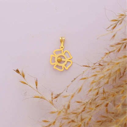 Gold Hollow Flower Shaped Pendant 21KT - FKJPND21KM9827