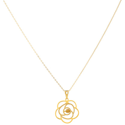 Gold Necklace (Chain With Hollow Flower Shaped Pendant) 21KT - FKJNKL21KM9820