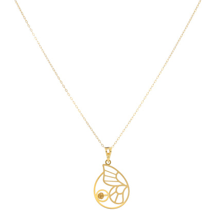 Gold Necklace (Chain With Butterfly Wing Shaped Pendant) 21KT - FKJNKL21KM9829