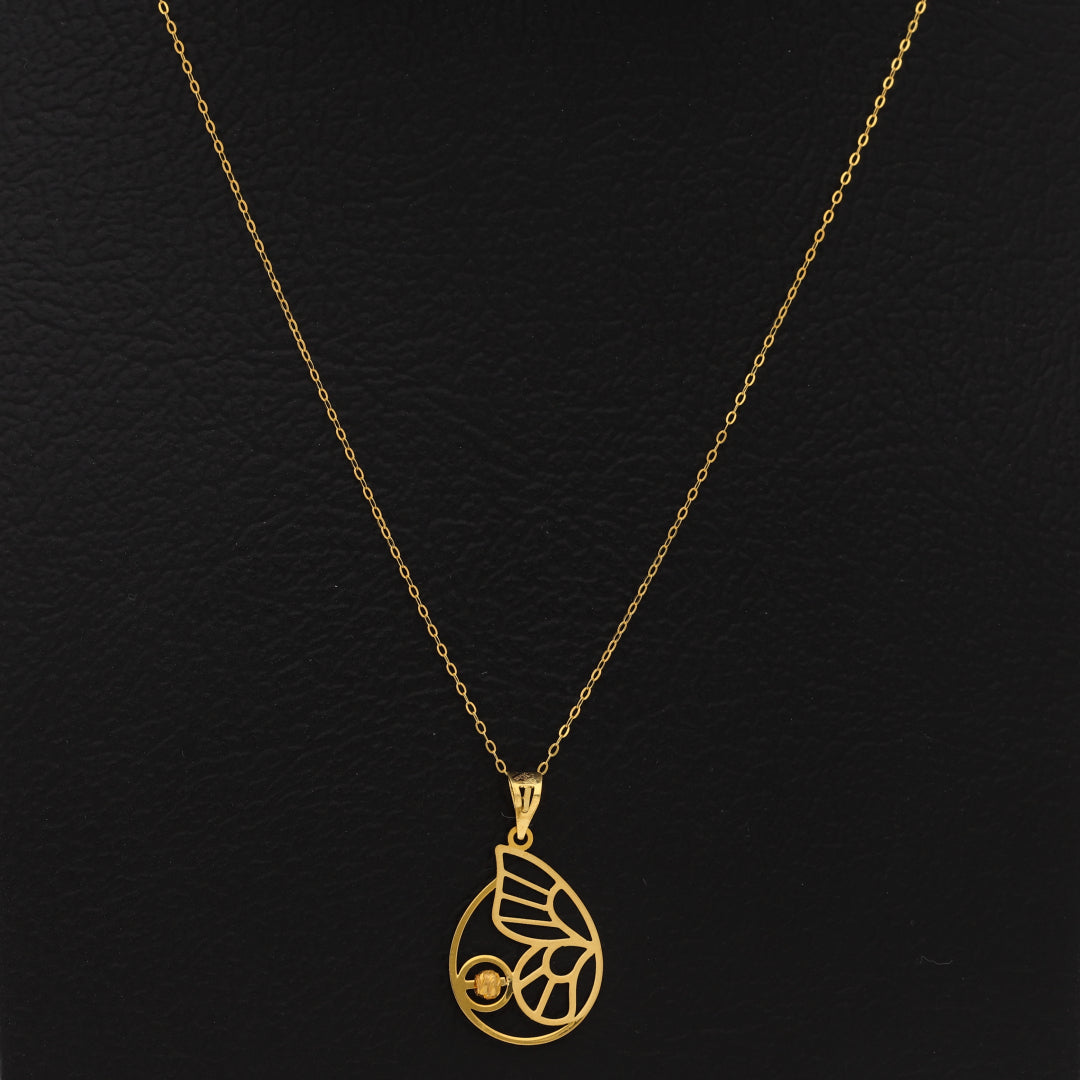 Gold Necklace (Chain With Butterfly Wing Shaped Pendant) 21KT - FKJNKL21KM9829