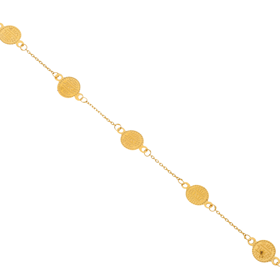 سوار من الذهب عيار 21 قيراطًا على شكل عملة معدنية - FKJBRL21KM9853