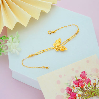 Gold Hanging Butterfly Shaped Bracelet 21KT - FKJBRL21KM9858