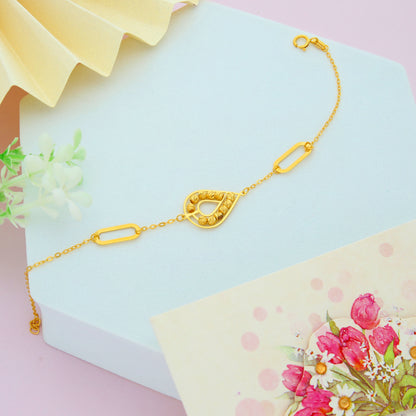 Gold Beaded Tear Drop Shaped Bracelet 21KT - FKJBRL21KM9855