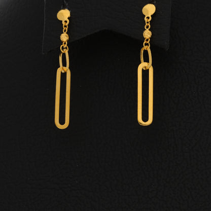 Gold Paperclip Shaped Pendant Set (Necklace, Bracelet and Earrings) 21KT - FKJNKLST21KM9859