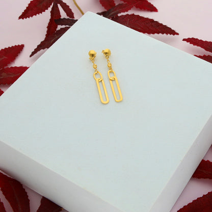 Gold Paperclip Shaped Pendant Set (Necklace, Bracelet and Earrings) 21KT - FKJNKLST21KM9859