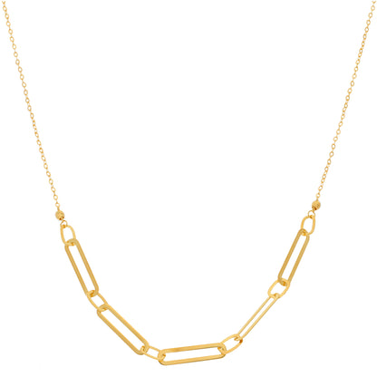 Gold Paperclip Shaped Pendant Set (Necklace, Bracelet and Earrings) 21KT - FKJNKLST21KM9859