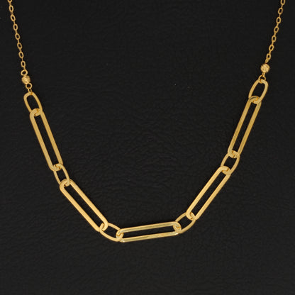 Gold Paperclip Shaped Necklace 21KT - FKJNKL21KM9859