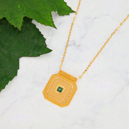 Gold Necklace (Chain With Intricate Octagon Shaped Pendant) 21KT - FKJNKL21KM9876