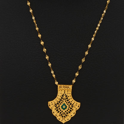 Gold Necklace (Chain With Intricate Leaf Shaped Pendant) 21KT - FKJNKL21KM9877