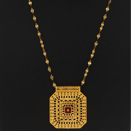 Gold Necklace (Chain With Intricate Octagon Shaped Pendant) 21KT - FKJNKL21KM9873