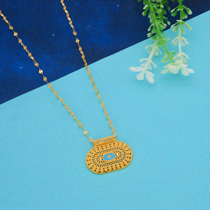 Gold Necklace (Chain With Intricate Rounded Rectangle Shaped Pendant) 21KT - FKJNKL21KM9882