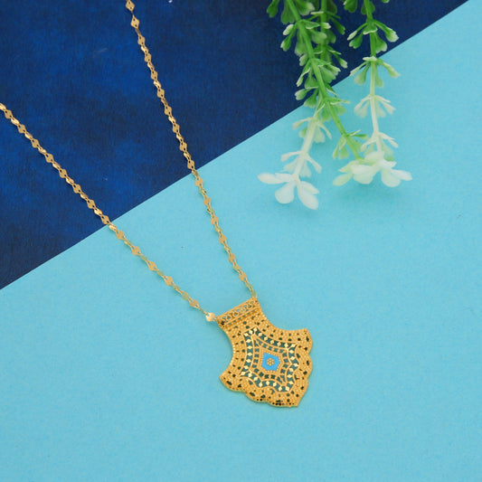 Gold Necklace (Chain With Intricate Leaf Shaped Pendant) 21KT - FKJNKL21KM9874