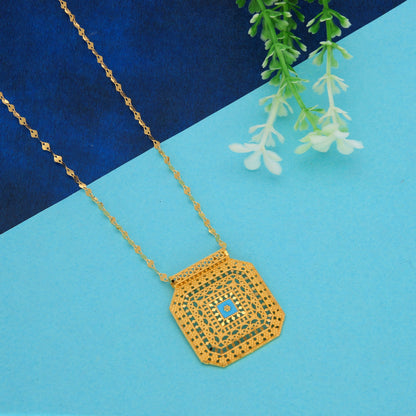 Gold Necklace (Chain With Intricate Octagon Shaped Pendant) 21KT - FKJNKL21KM9875