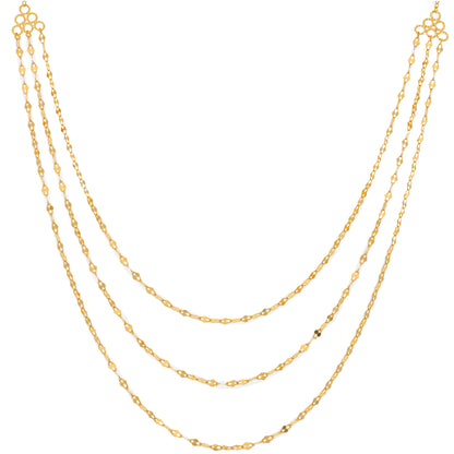 Gold Interlink Triple Layered Necklace 21KT - FKJNKL21KM9887