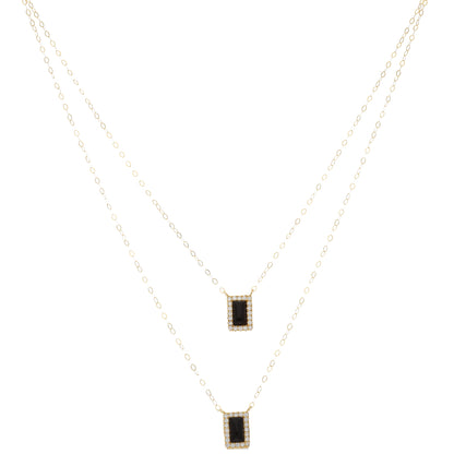 Gold Double Layered Necklace (Chain With Rectangle Shaped Pendant) 21KT - FKJNKL21KM9888