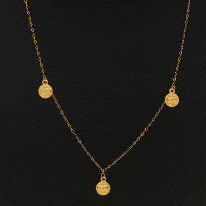 Gold Coin Shaped Charms Necklace 21KT - FKJNKL21KM9884