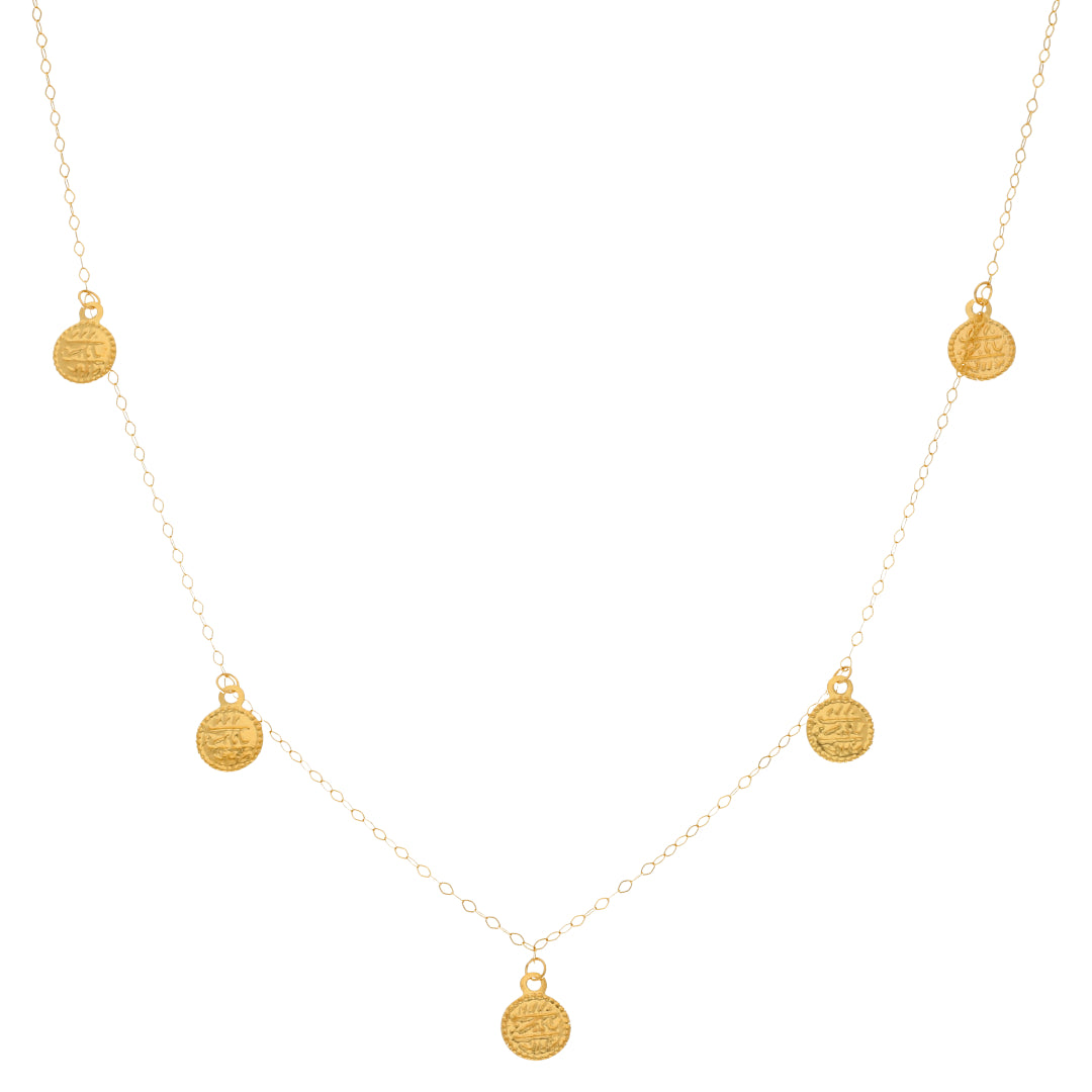 Gold Coin Shaped Charms Necklace 21KT - FKJNKL21KM9885