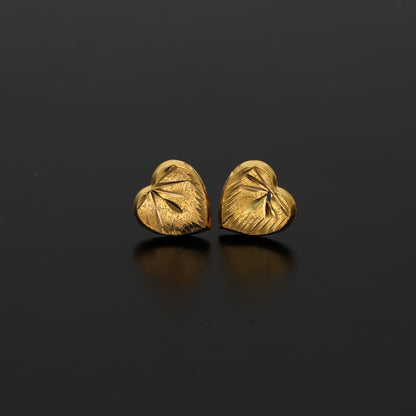 Gold Heart Shaped Earrings 21KT - FKJERN21KM9898