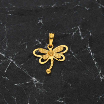 Gold Dragonfly Shaped Pendant 21KT - FKJPND21KM9933